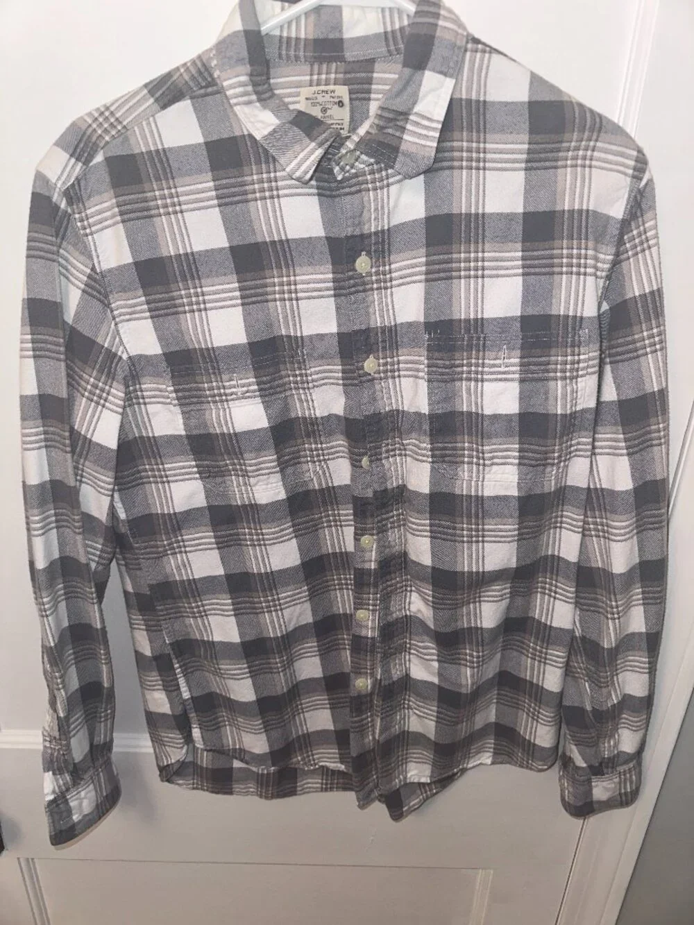 J Crew Medium Blue Plaid Flannel Button Down Shirt Mens Medium
